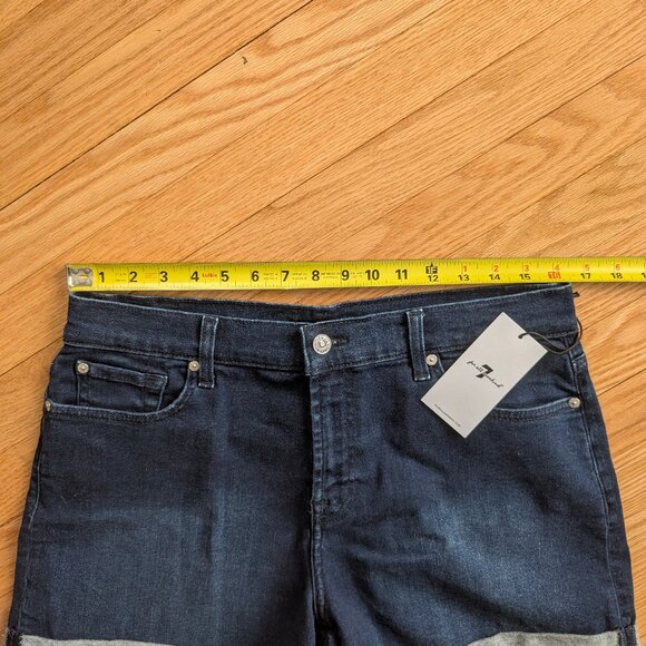 NEW 7 For All Mankind Rolled Hem Denim Shorts Women's 31 Kaia Jean mid rise blue - Picture 9 of 13
